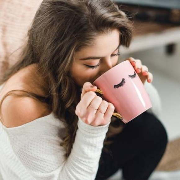 Pink Eyelashes Gold Coffee Mug - Picture 2 of 4